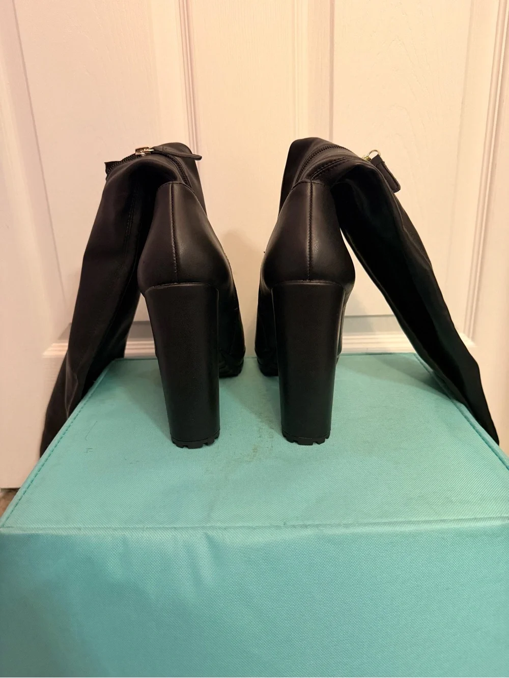 Women's Black High Heel Ankle Boots - Sleek Platform Booties